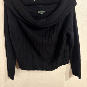 wild fable Black Ribbed Cowl-Neck Sweater